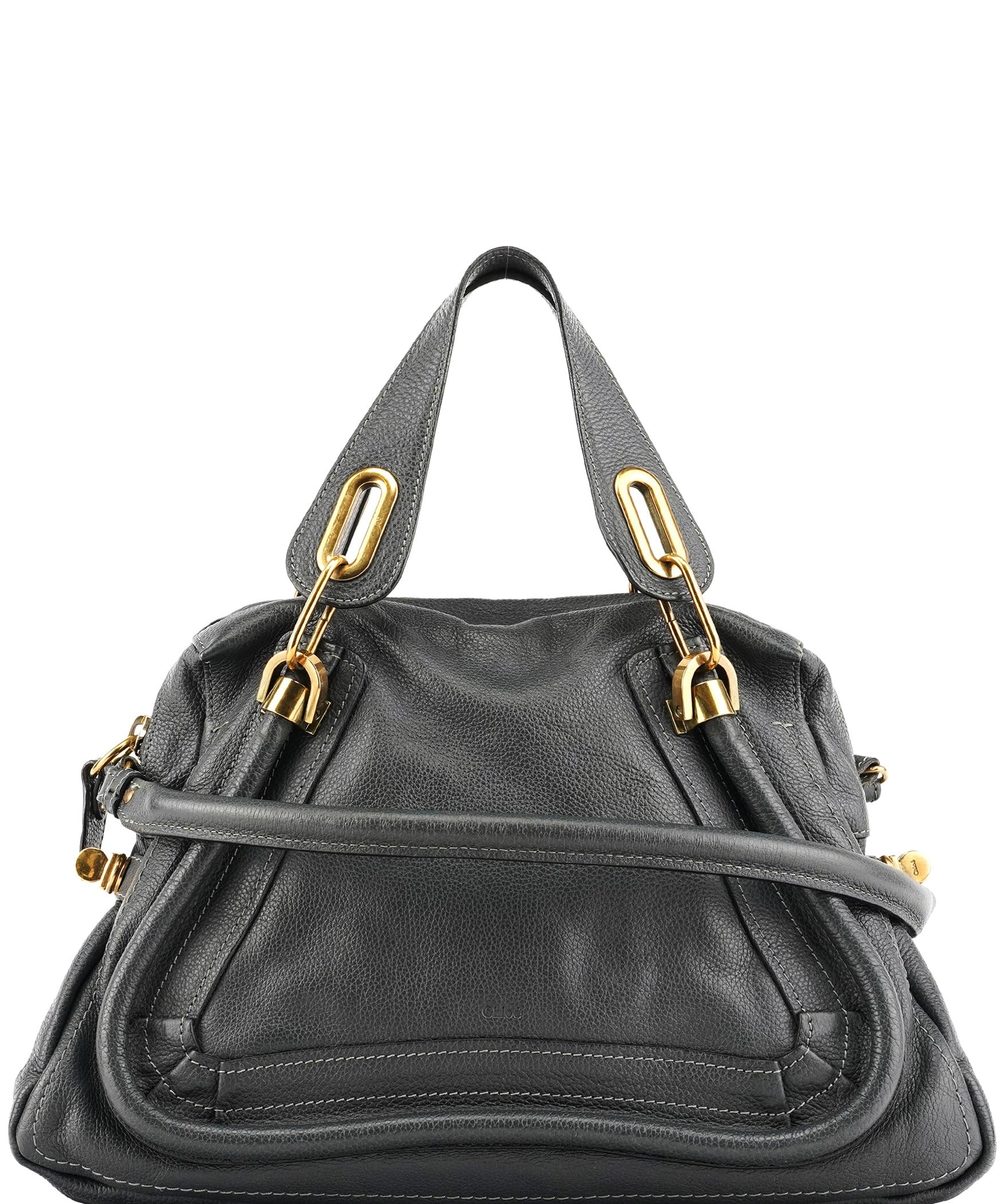 Chloe Dark Grey Leather Paraty 2-Way Bag