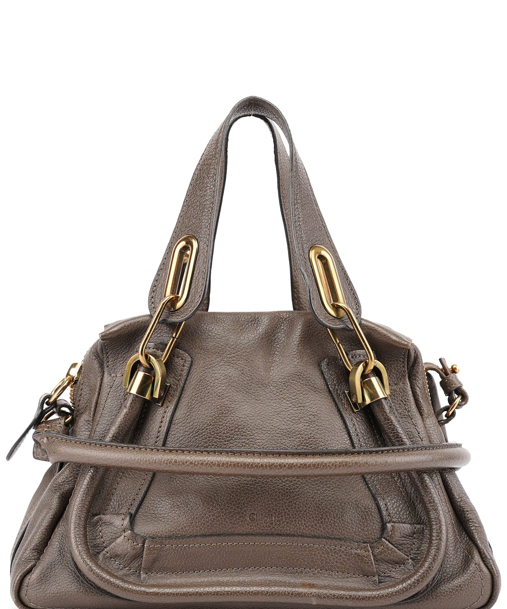 Chloé Dark Grey Leather Paraty 2-Way Shoulder Bag