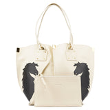 Chloé Ecru Leather Horse Appliqué Tote Bag