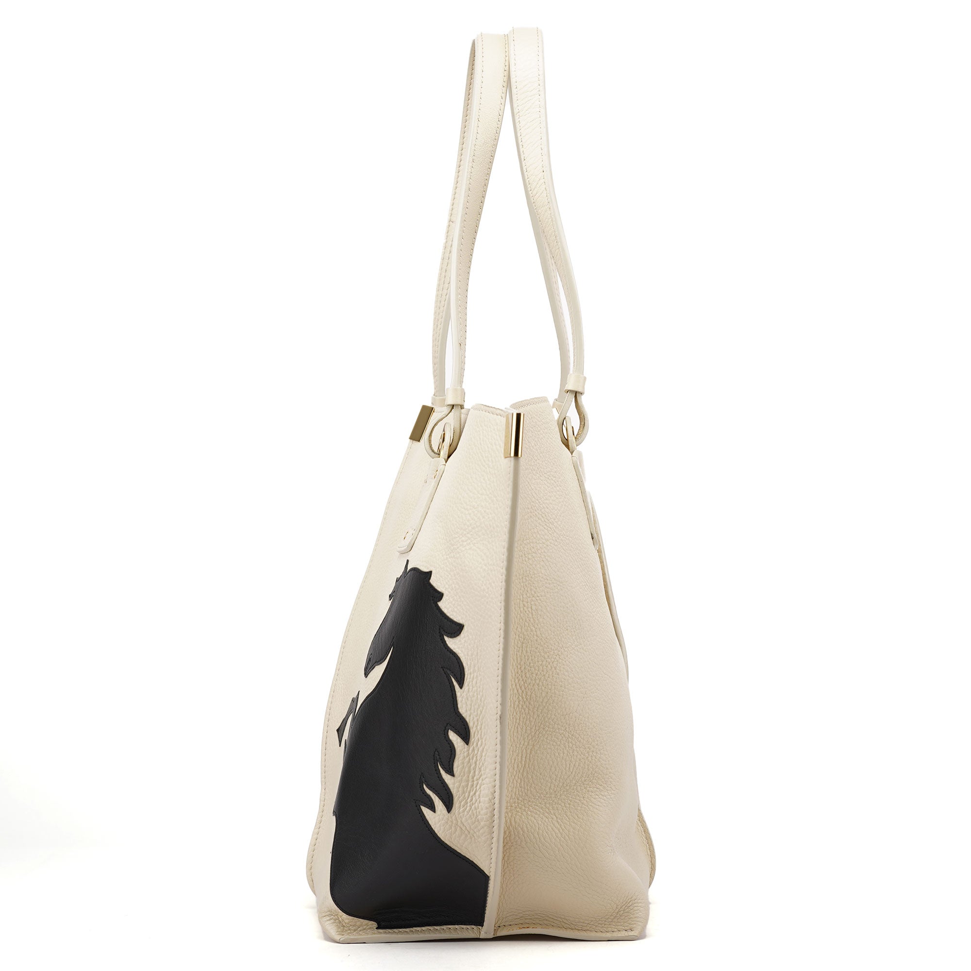 Chloé Ecru Leather Horse Appliqué Tote Bag