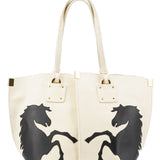 Chloé Ecru Leather Horse Appliqué Tote Bag
