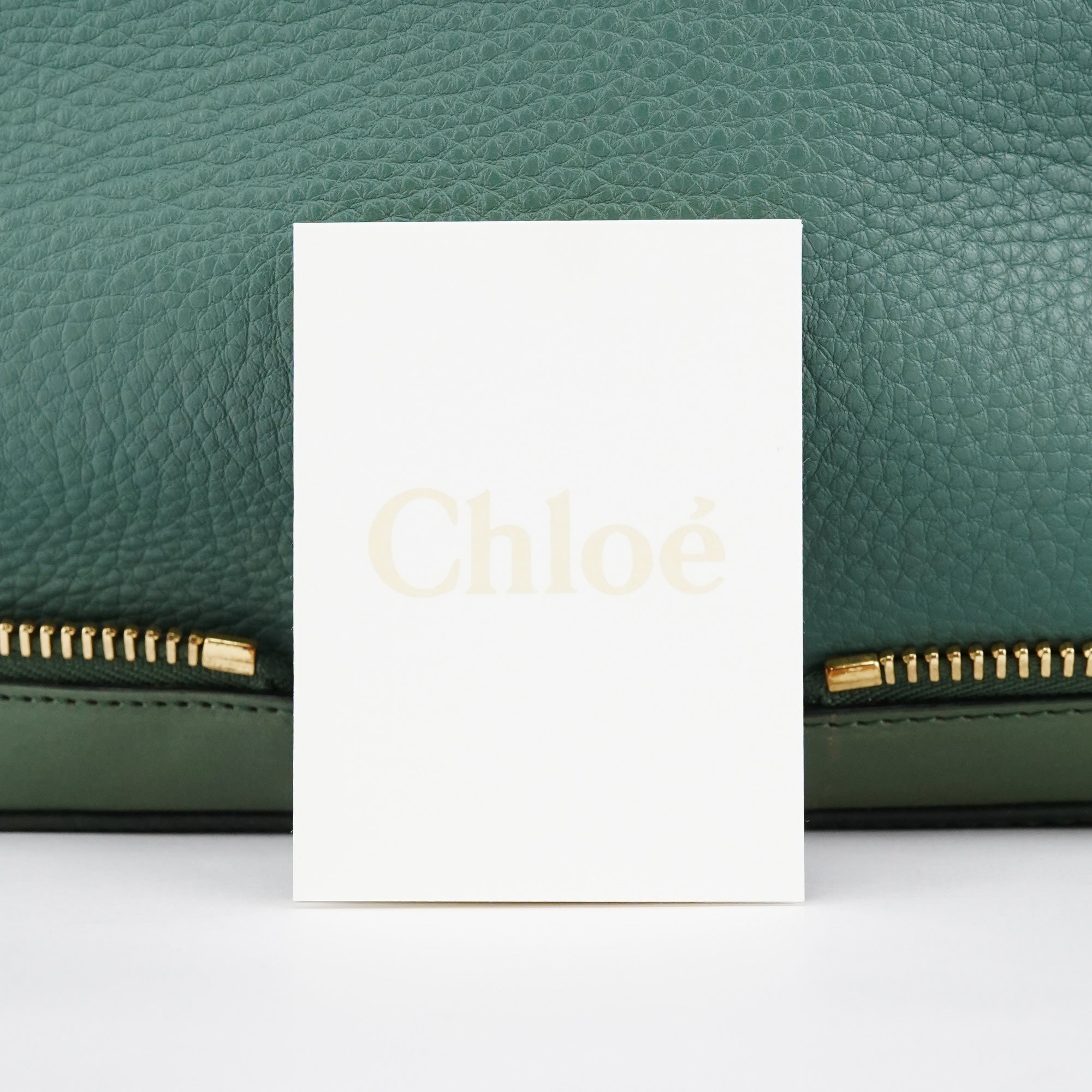 Chloé Sac cabas zippé en cuir vert émeraude