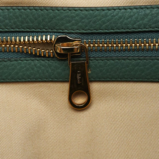 Chloe Emerald Green Leather Zipper Tote Bag
