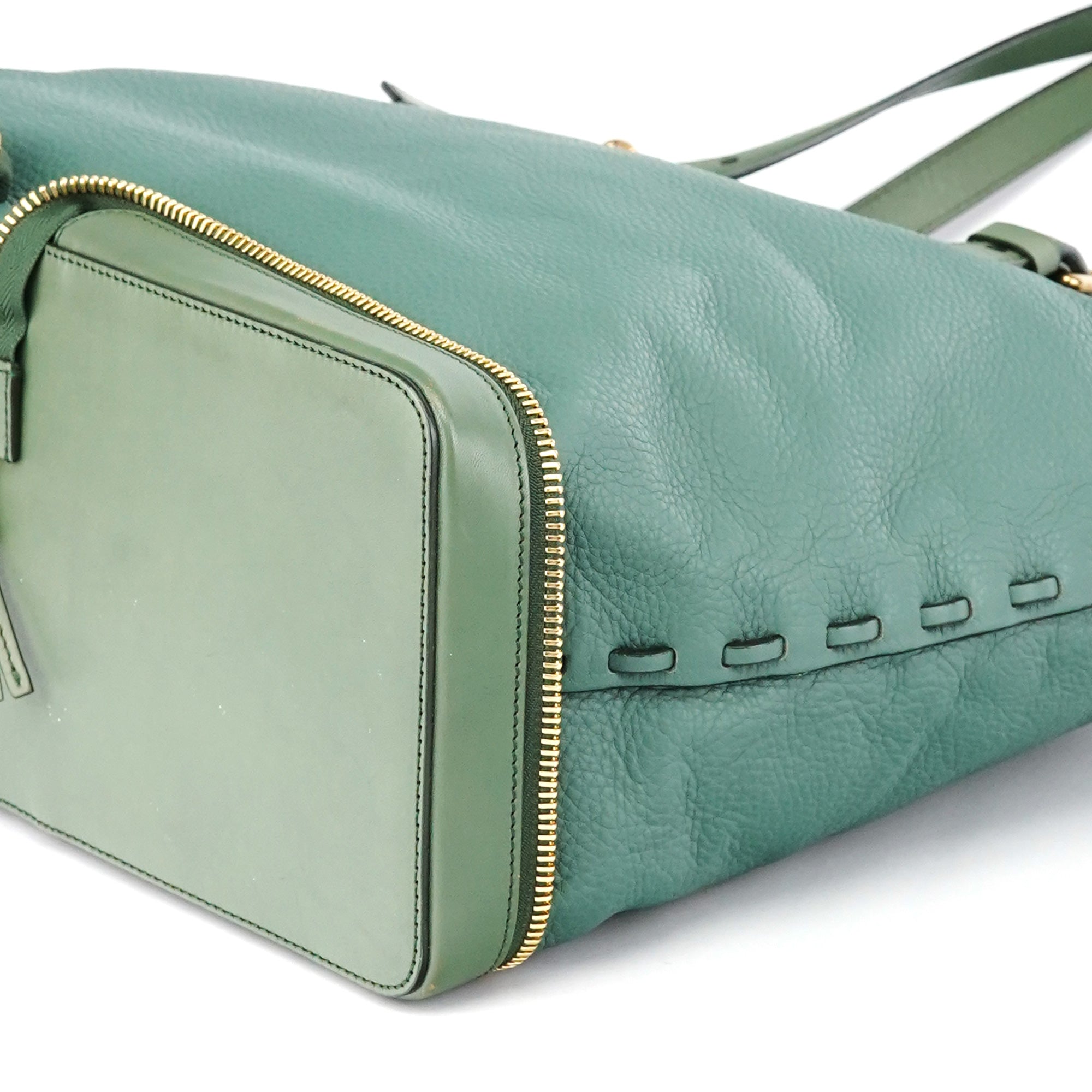 Chloé Sac cabas zippé en cuir vert émeraude