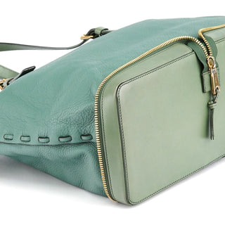 Chloe Emerald Green Leather Zipper Tote Bag