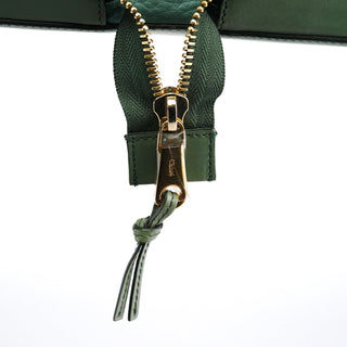 Chloe Emerald Green Leather Zipper Tote Bag