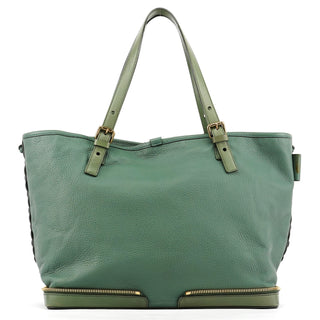 Chloe Emerald Green Leather Zipper Tote Bag