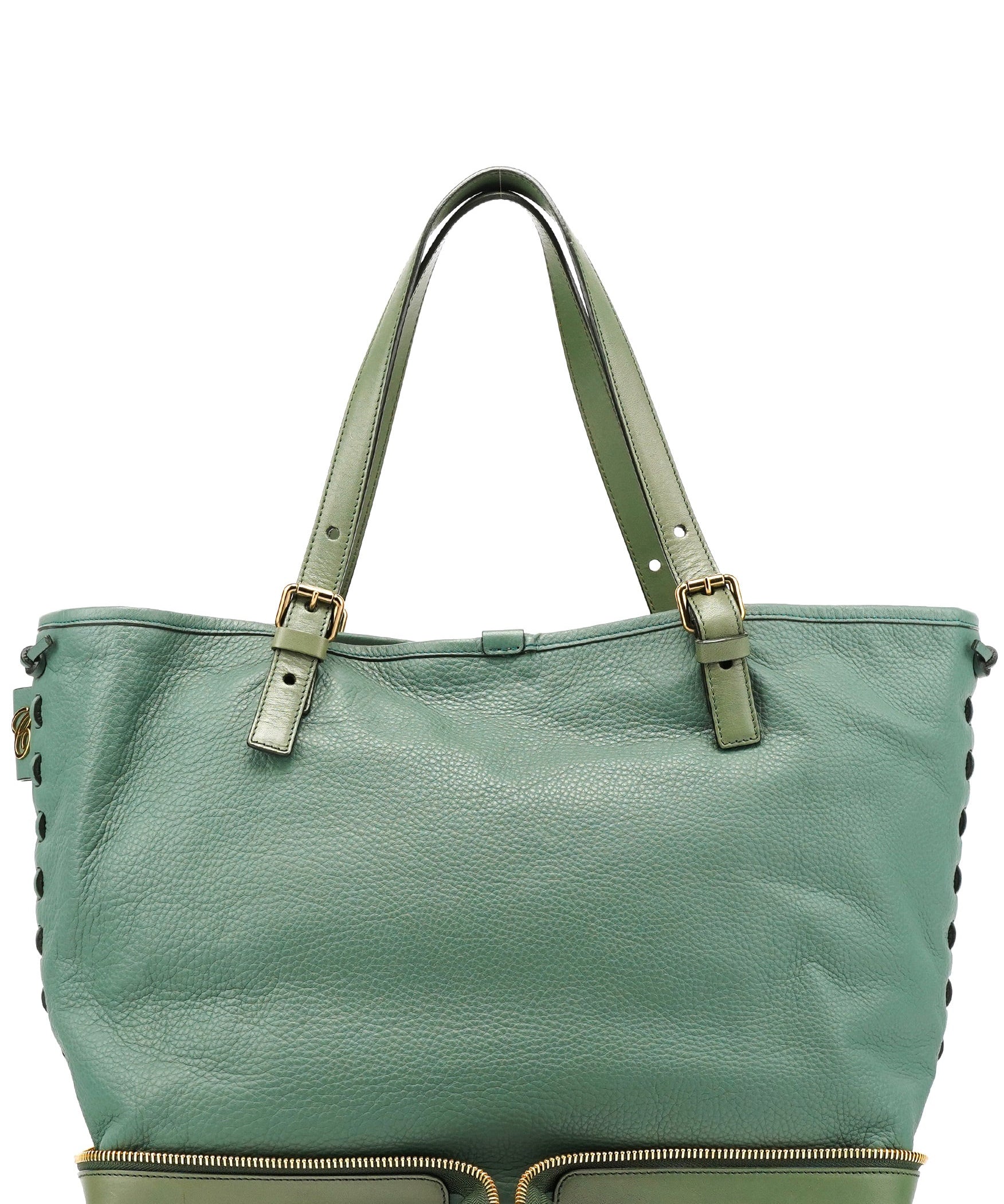 Chloe Emerald Green Leather Zipper Tote Bag