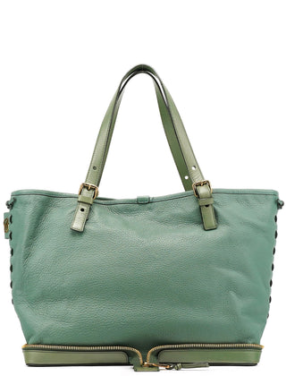Chloe Emerald Green Leather Zipper Tote Bag