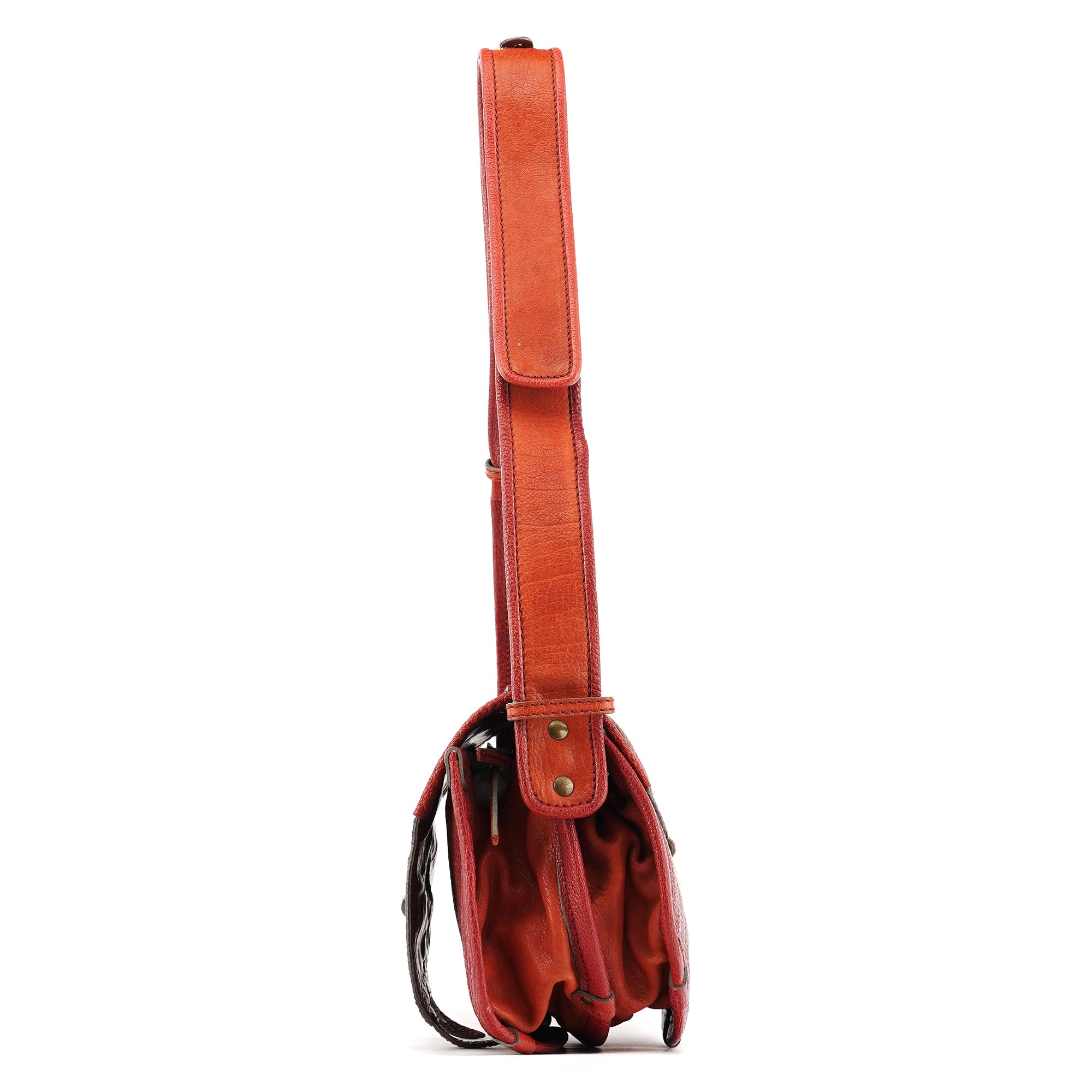 Chloé Automne 2005 Sac porté épaule Saddle en cuir grainé rouge