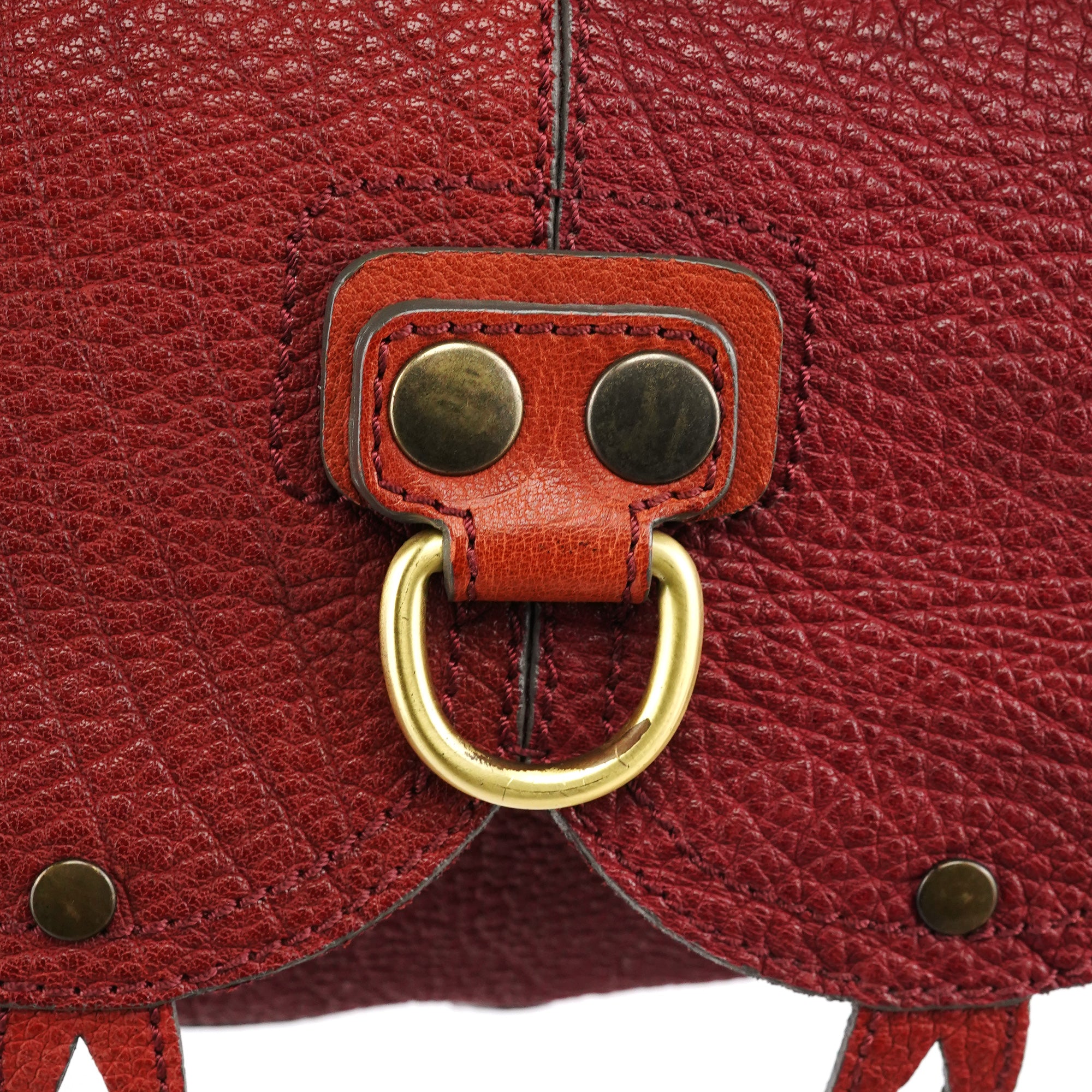 Chloé Automne 2005 Sac porté épaule Saddle en cuir grainé rouge