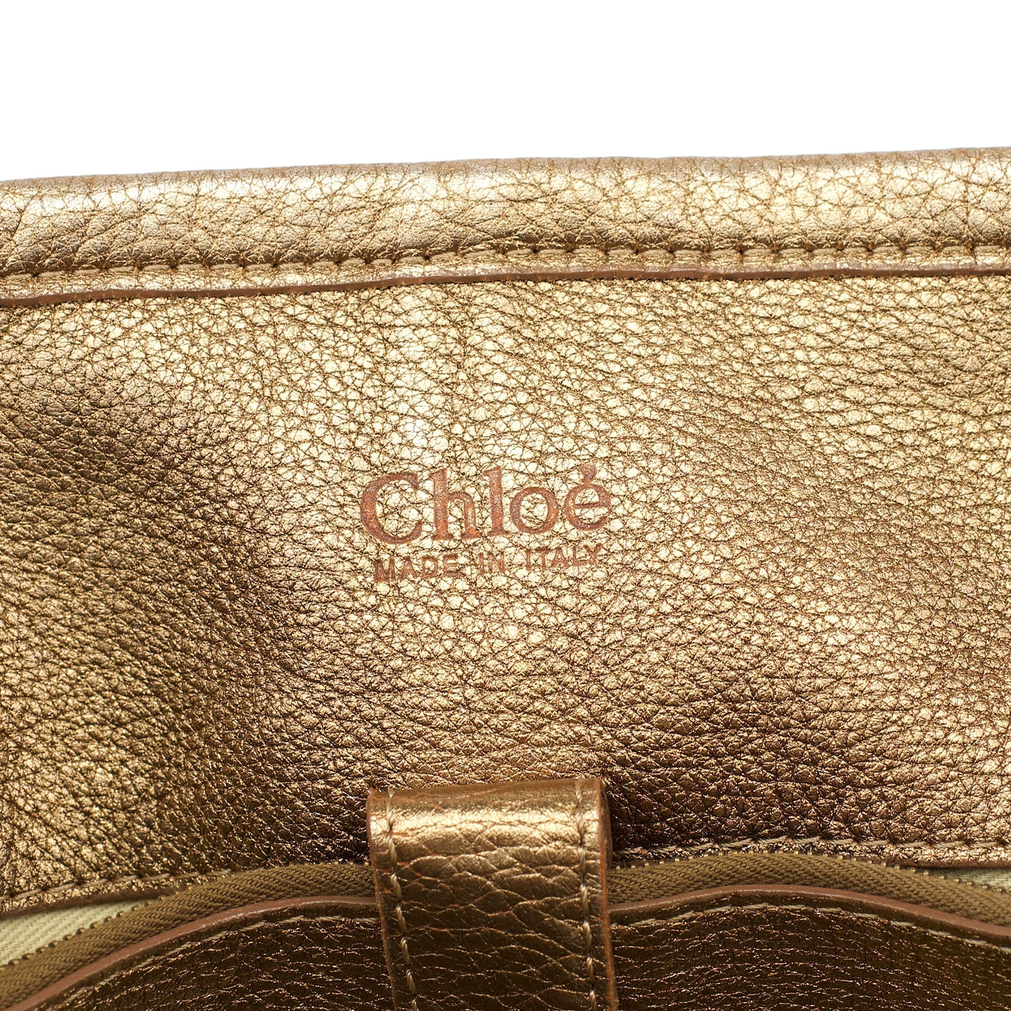 Chloé Gold Lambskin Leather Silverado Shoulder Bag