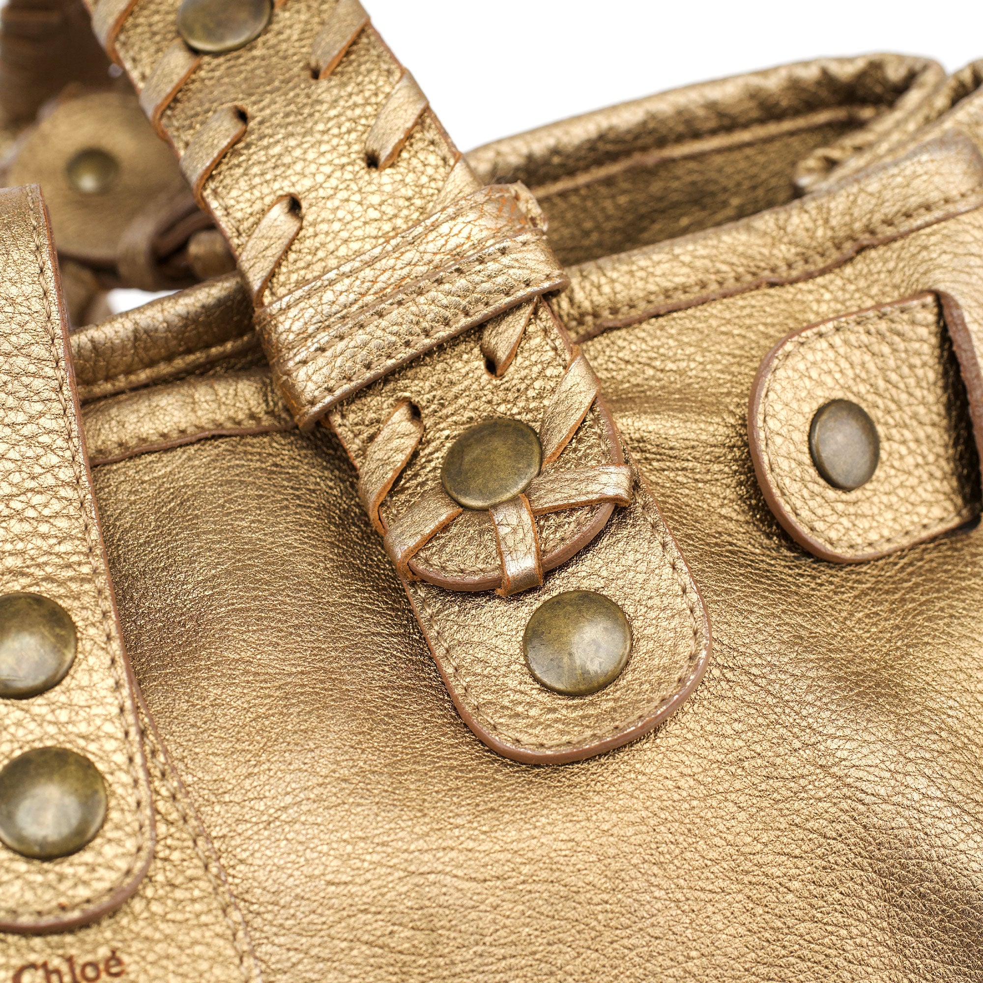 Chloé Gold Lambskin Leather Silverado Shoulder Bag