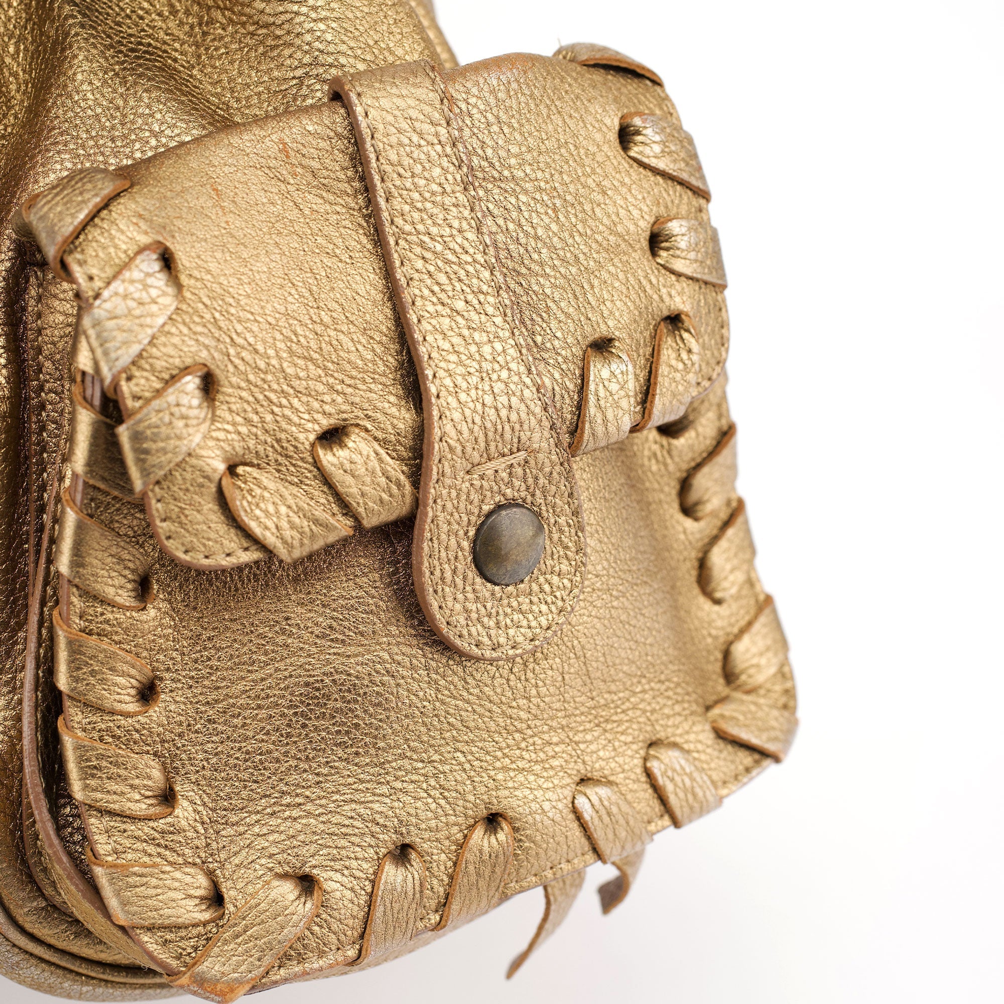 Chloé Gold Lambskin Leather Silverado Shoulder Bag
