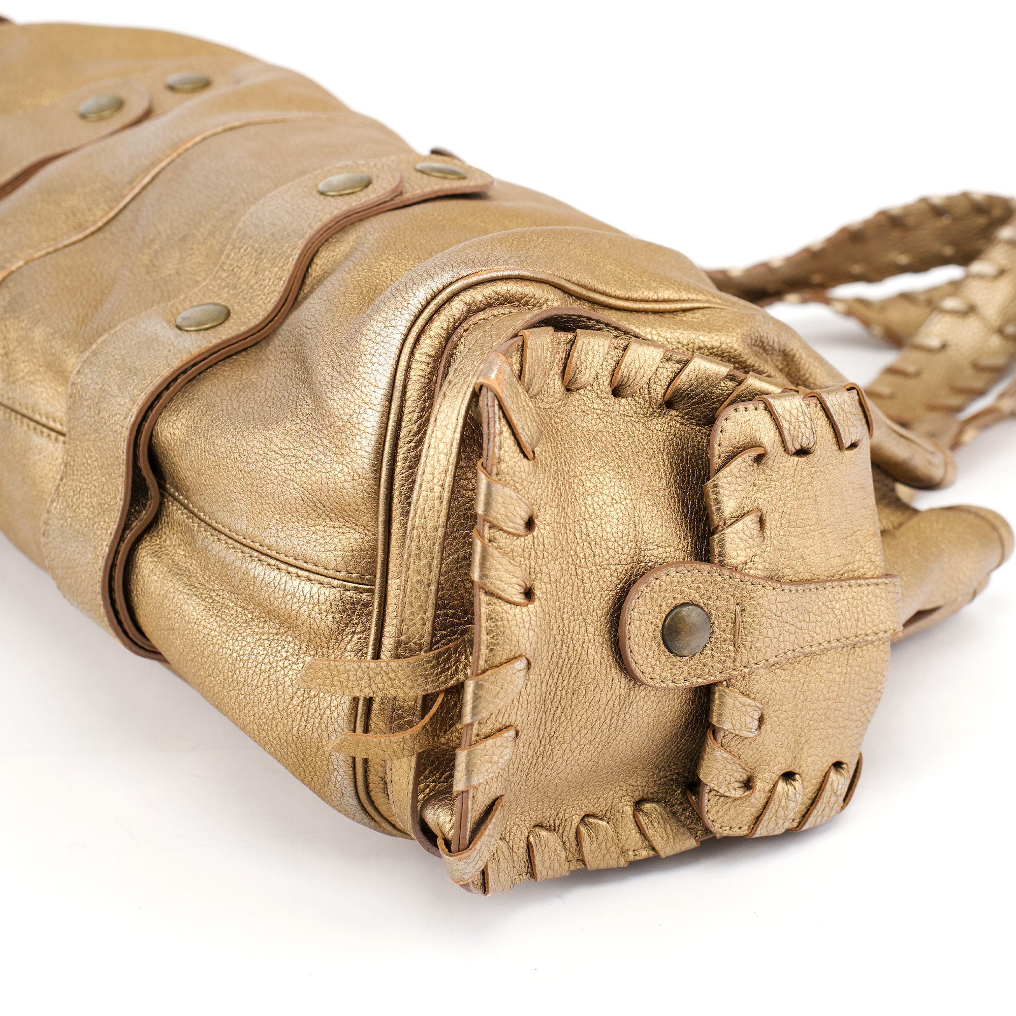 Chloé Gold Lambskin Leather Silverado Shoulder Bag