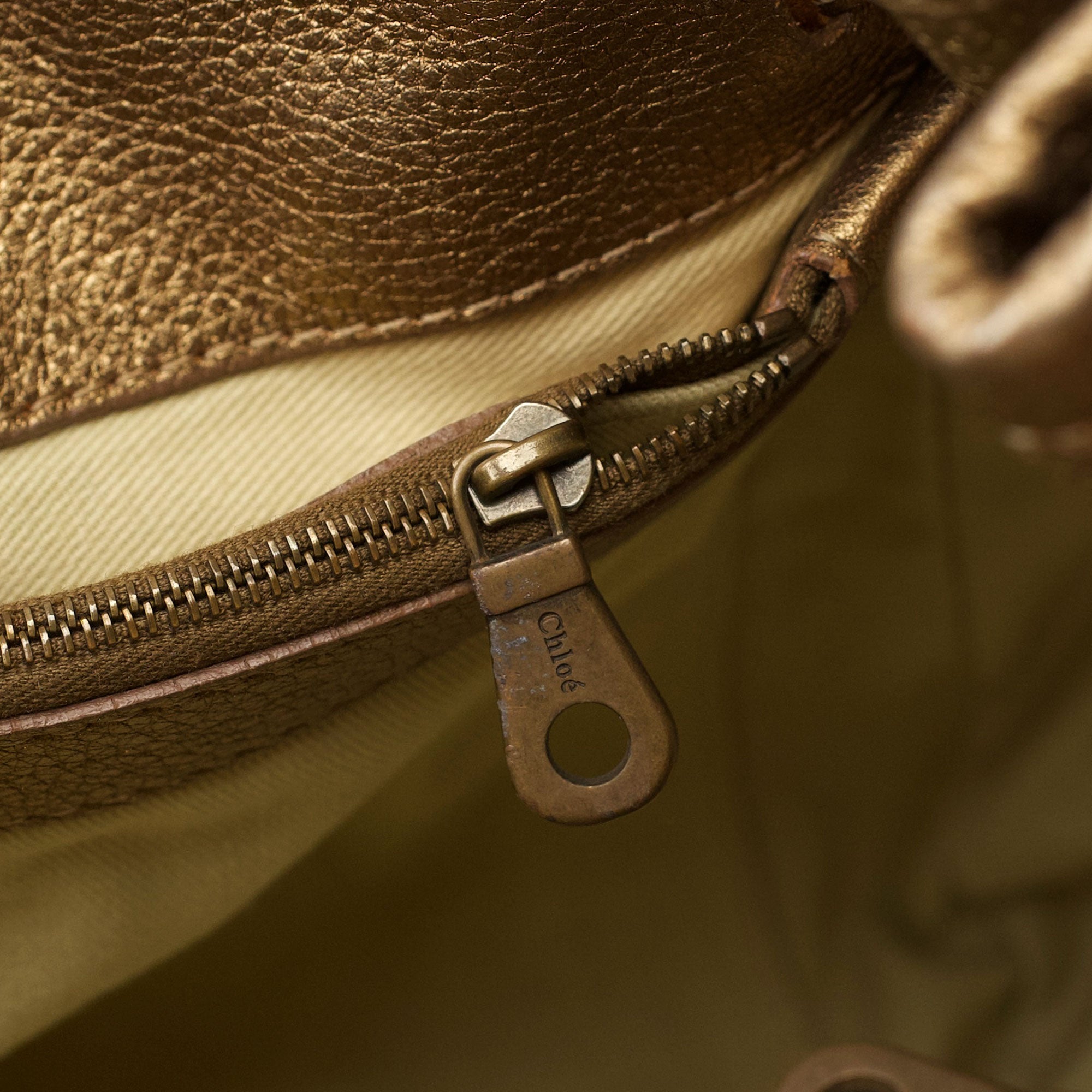 Chloé Gold Lambskin Leather Silverado Shoulder Bag