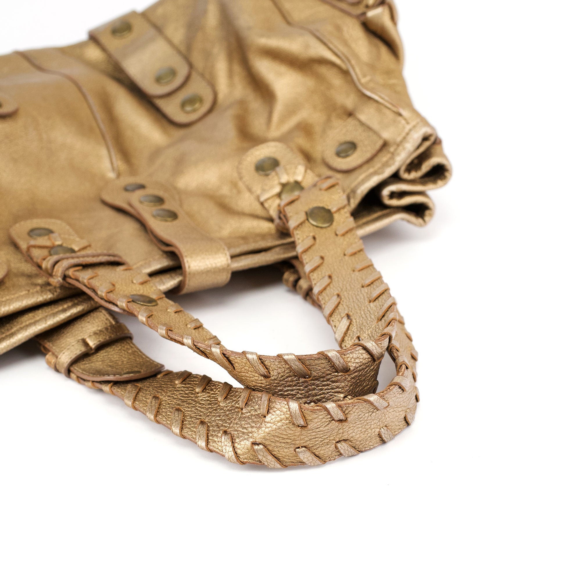 Chloé Gold Lambskin Leather Silverado Shoulder Bag