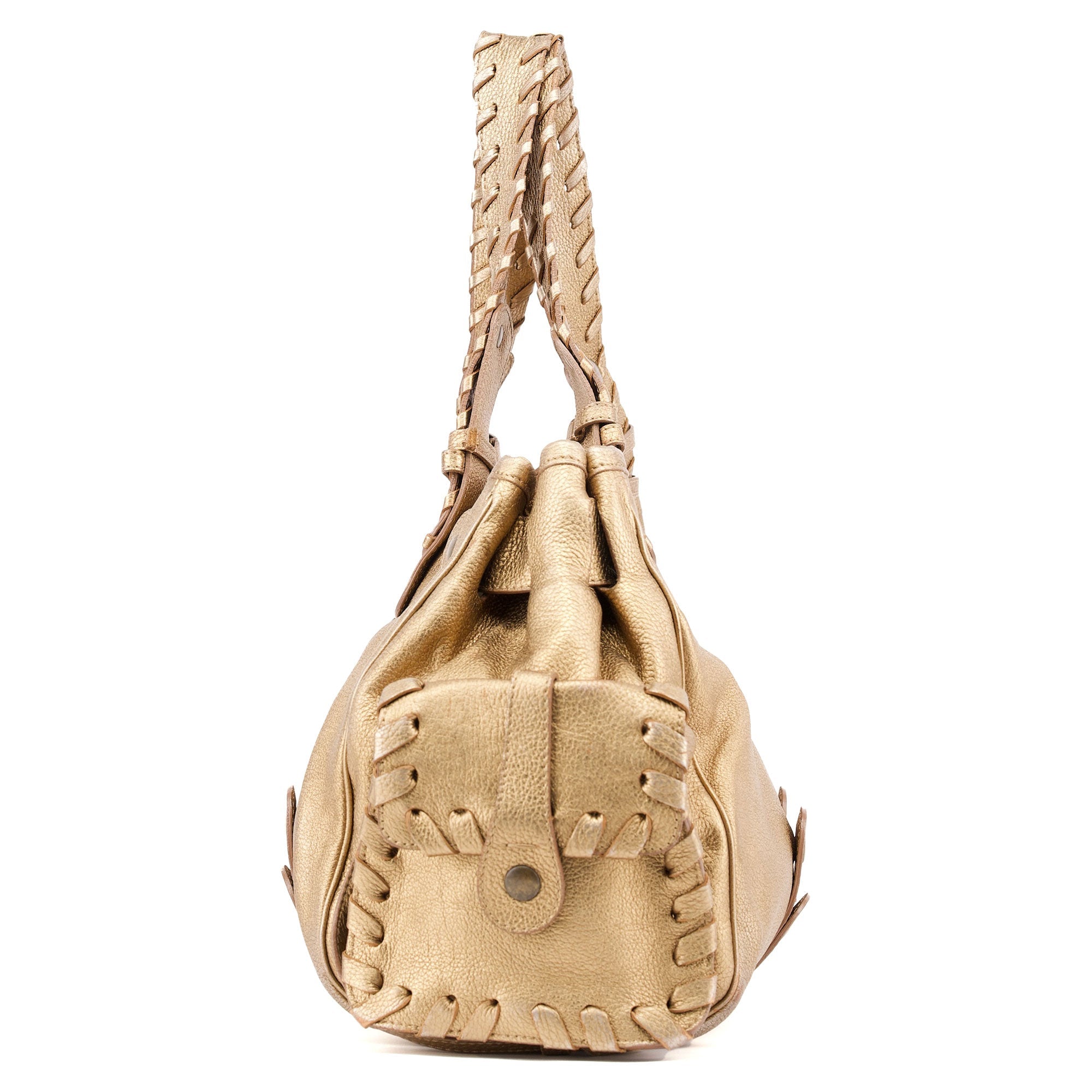 Chloé Gold Lambskin Leather Silverado Shoulder Bag