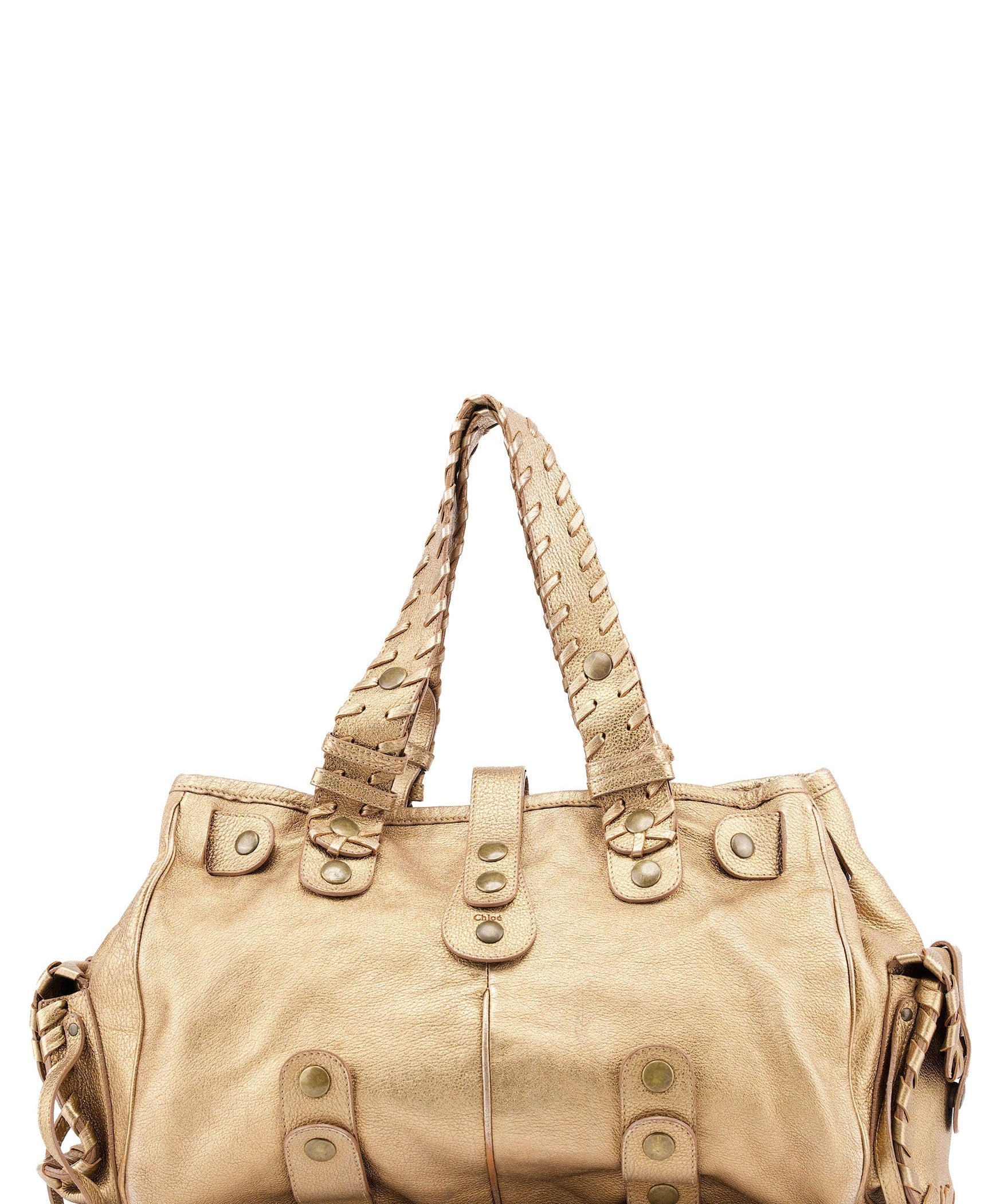 Chloé Gold Lambskin Leather Silverado Shoulder Bag