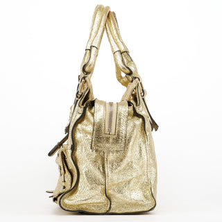 Chloe Gold Leather Elvire Tote Bag