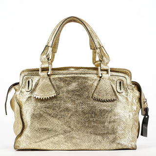 Chloe Gold Leather Elvire Tote Bag