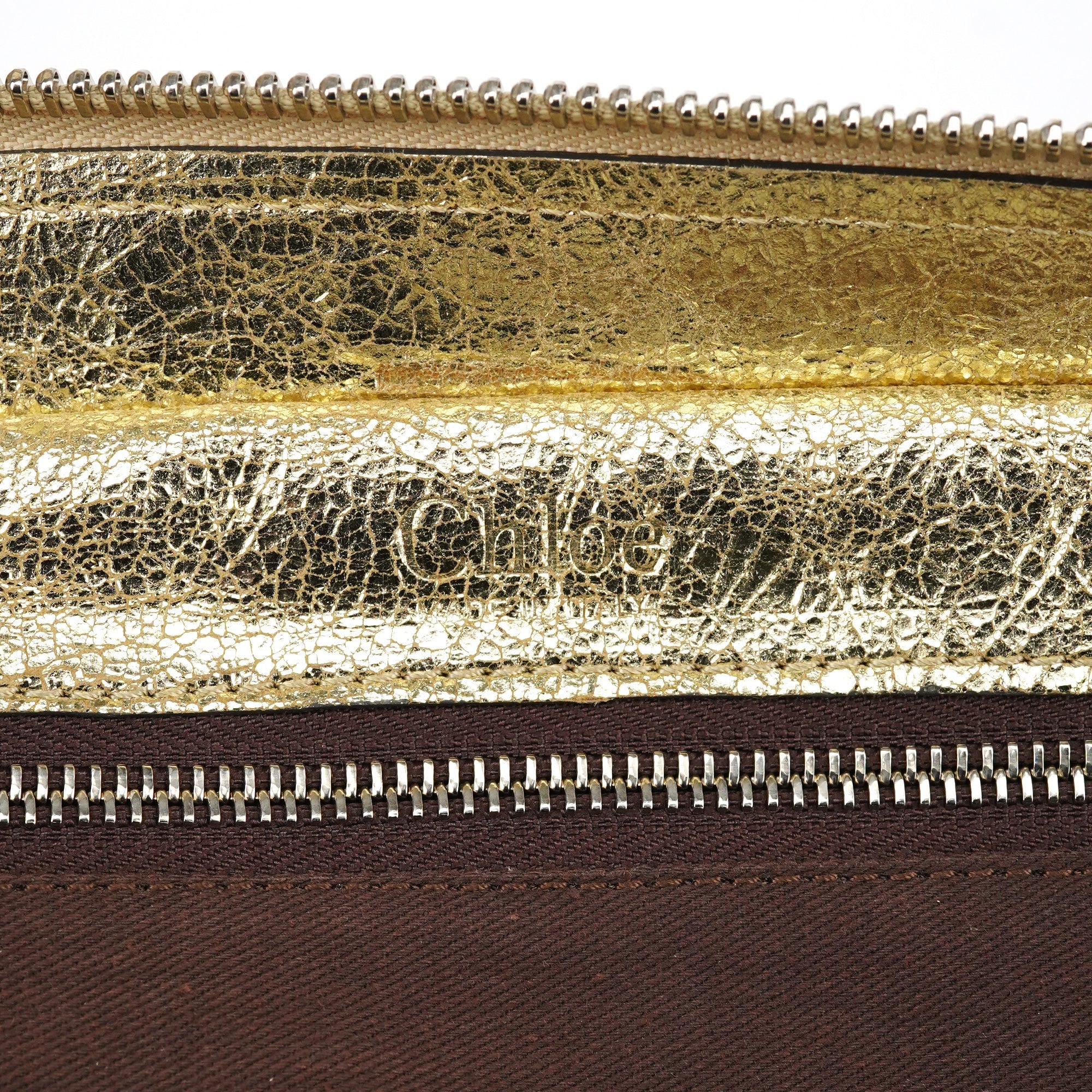 Chloe Gold Leather Elvire Tote Bag