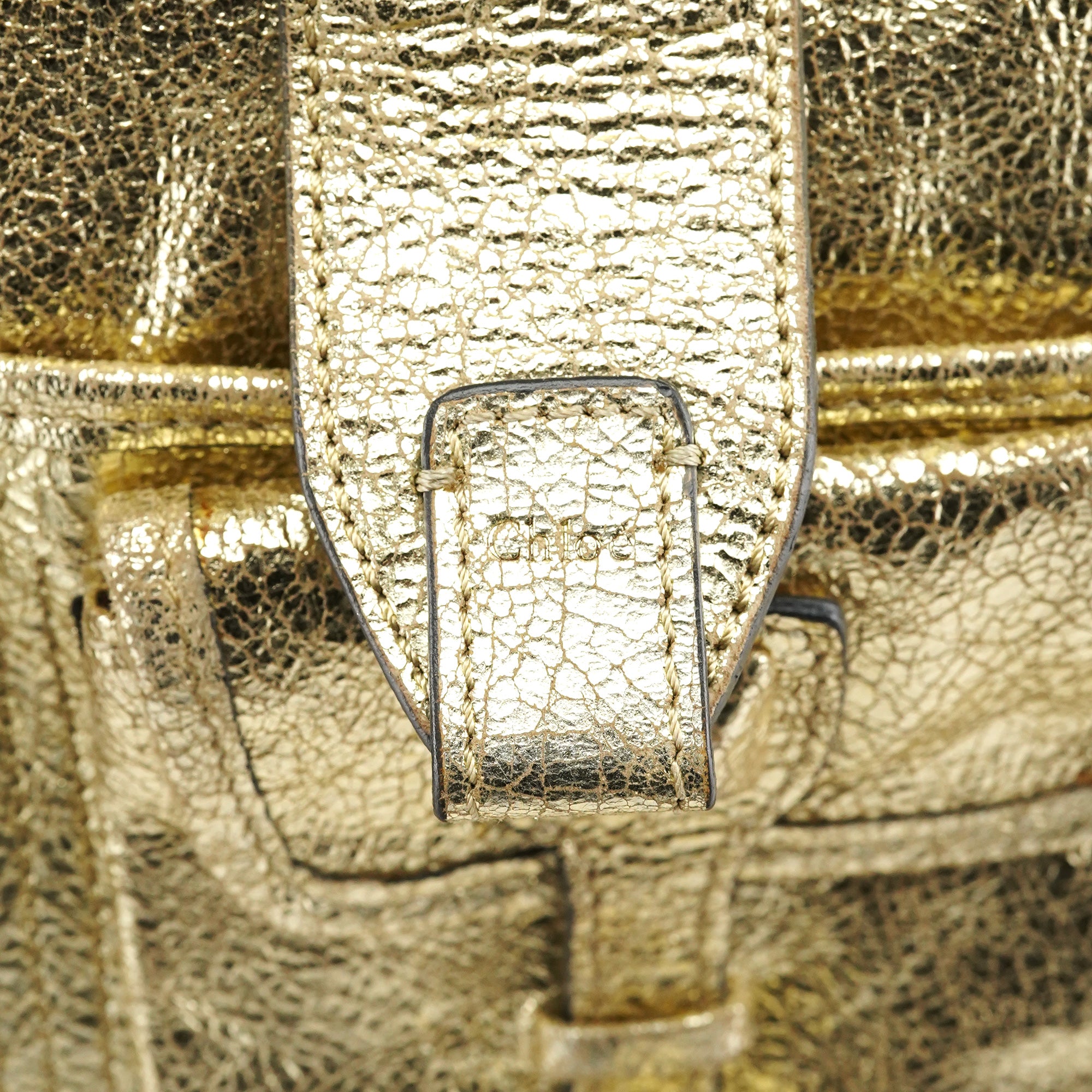 Chloe Gold Leather Elvire Tote Bag