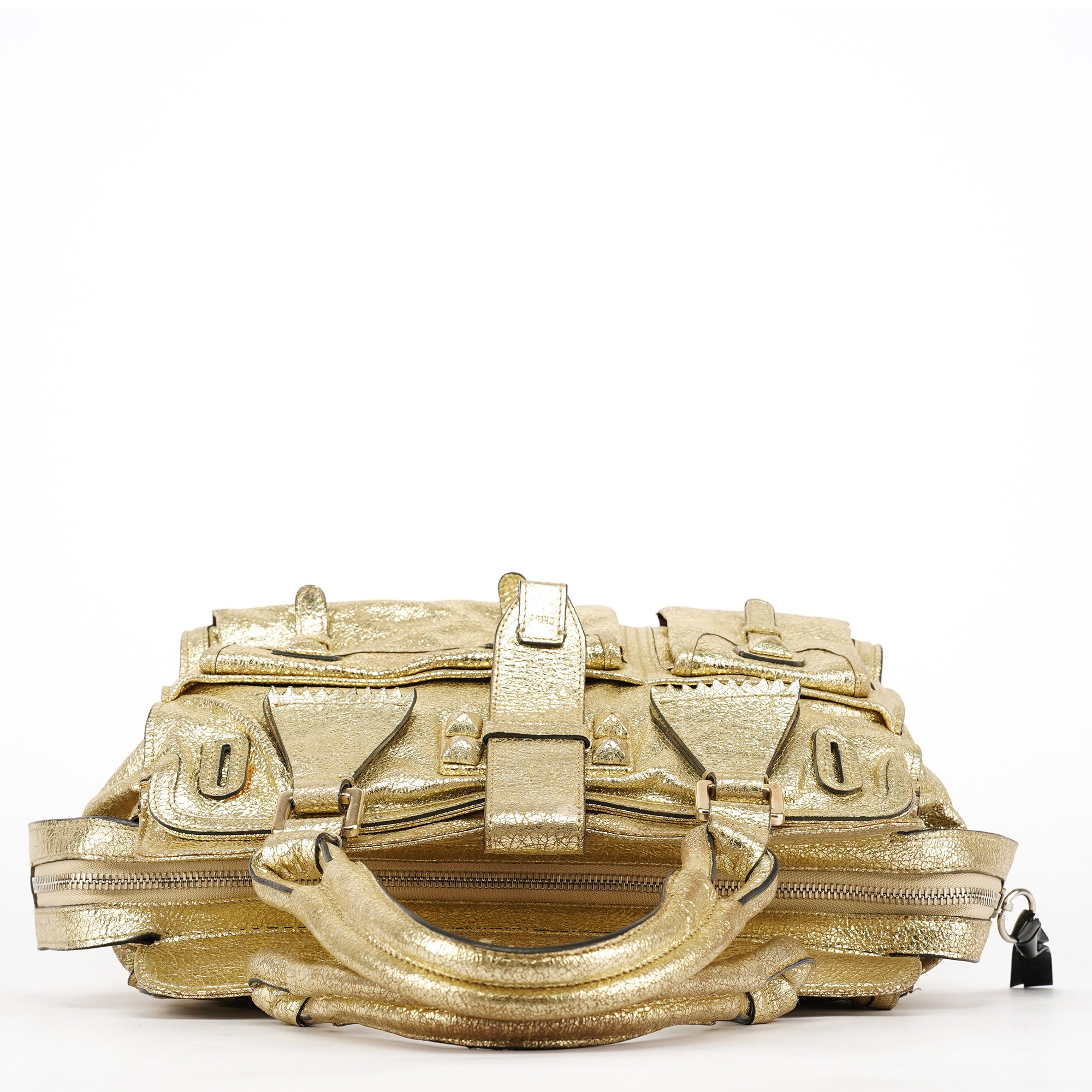 Chloe Gold Leather Elvire Tote Bag