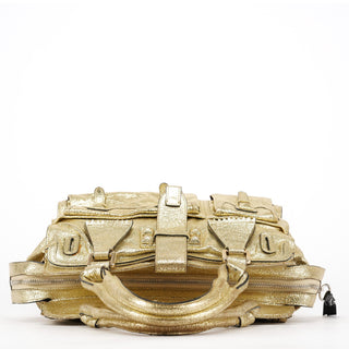Chloe Gold Leather Elvire Tote Bag