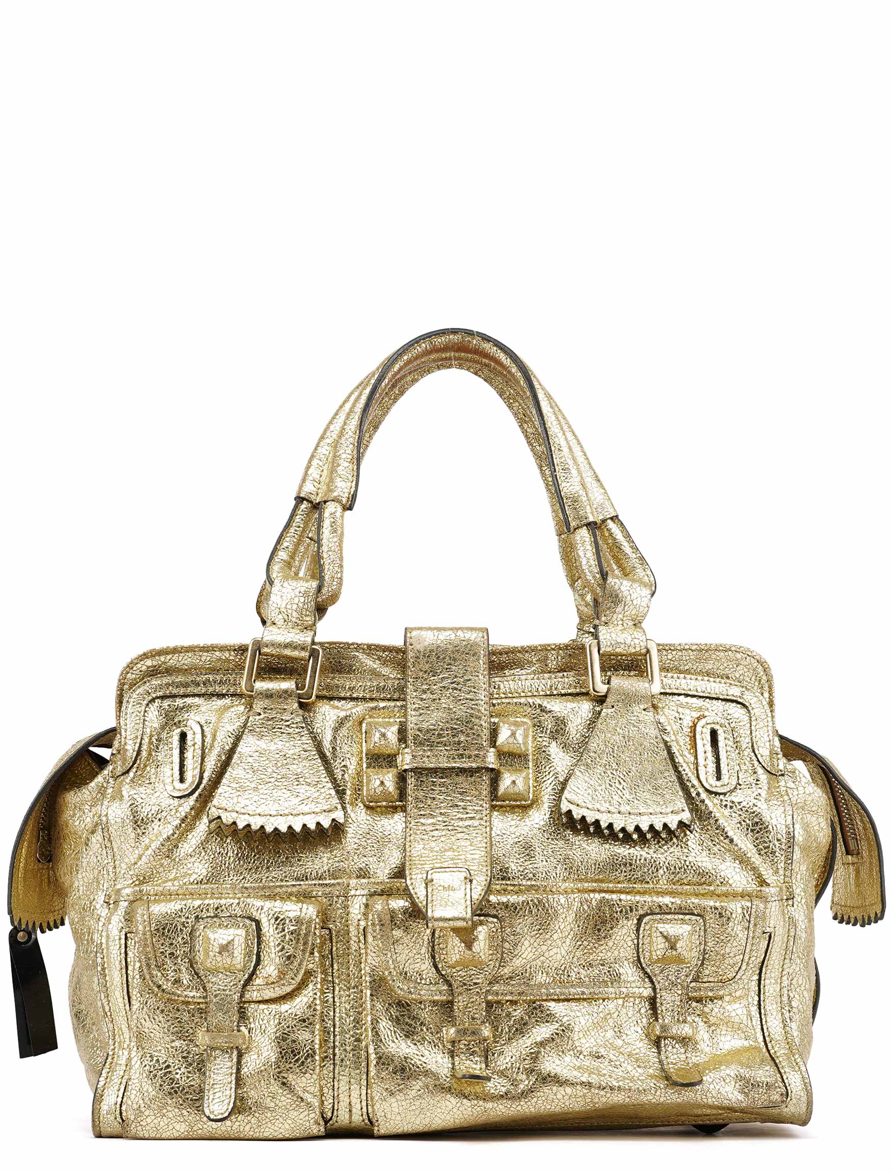 Chloe Gold Leather Elvire Tote Bag