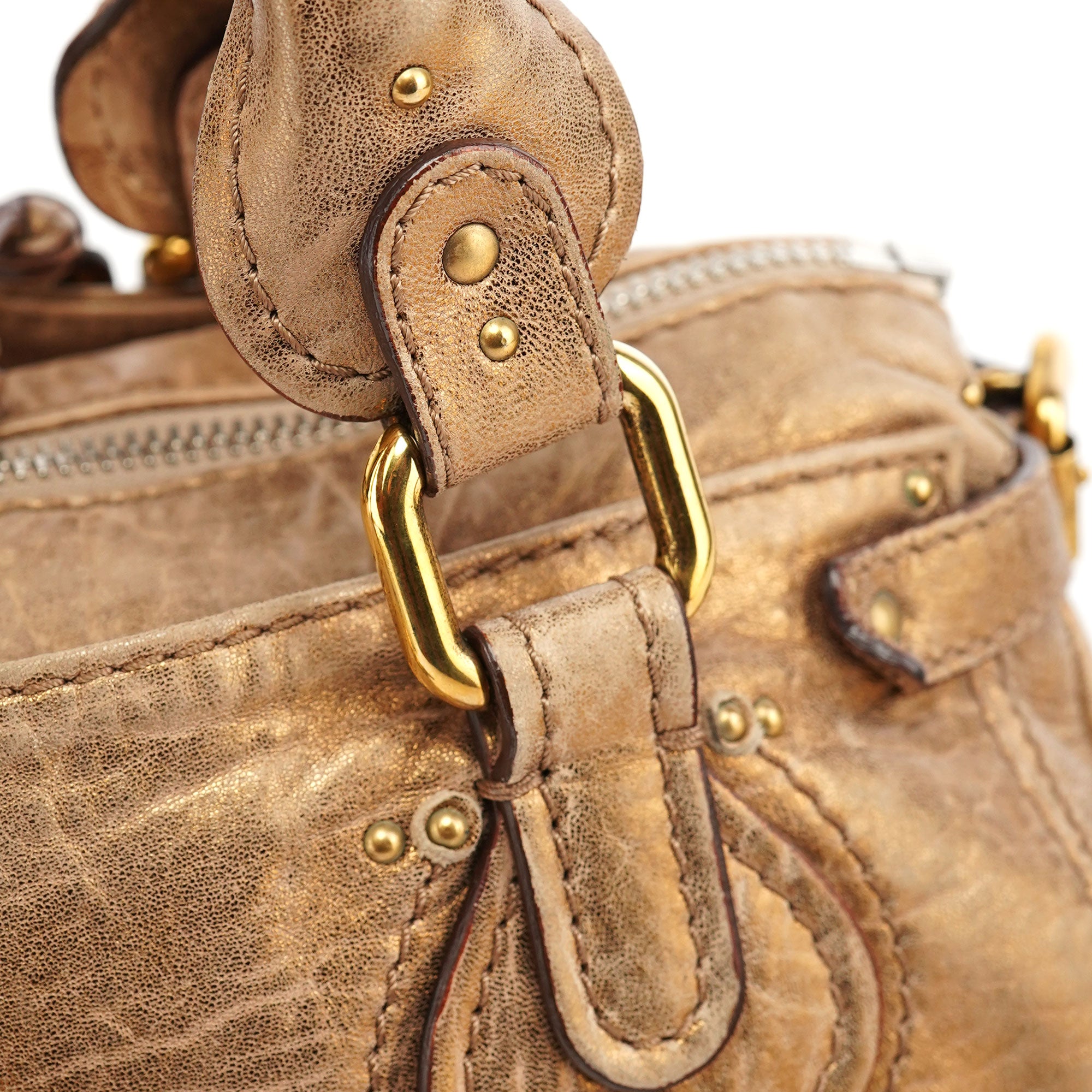 Chloé Gold Leather Paddington Shoulder Bag