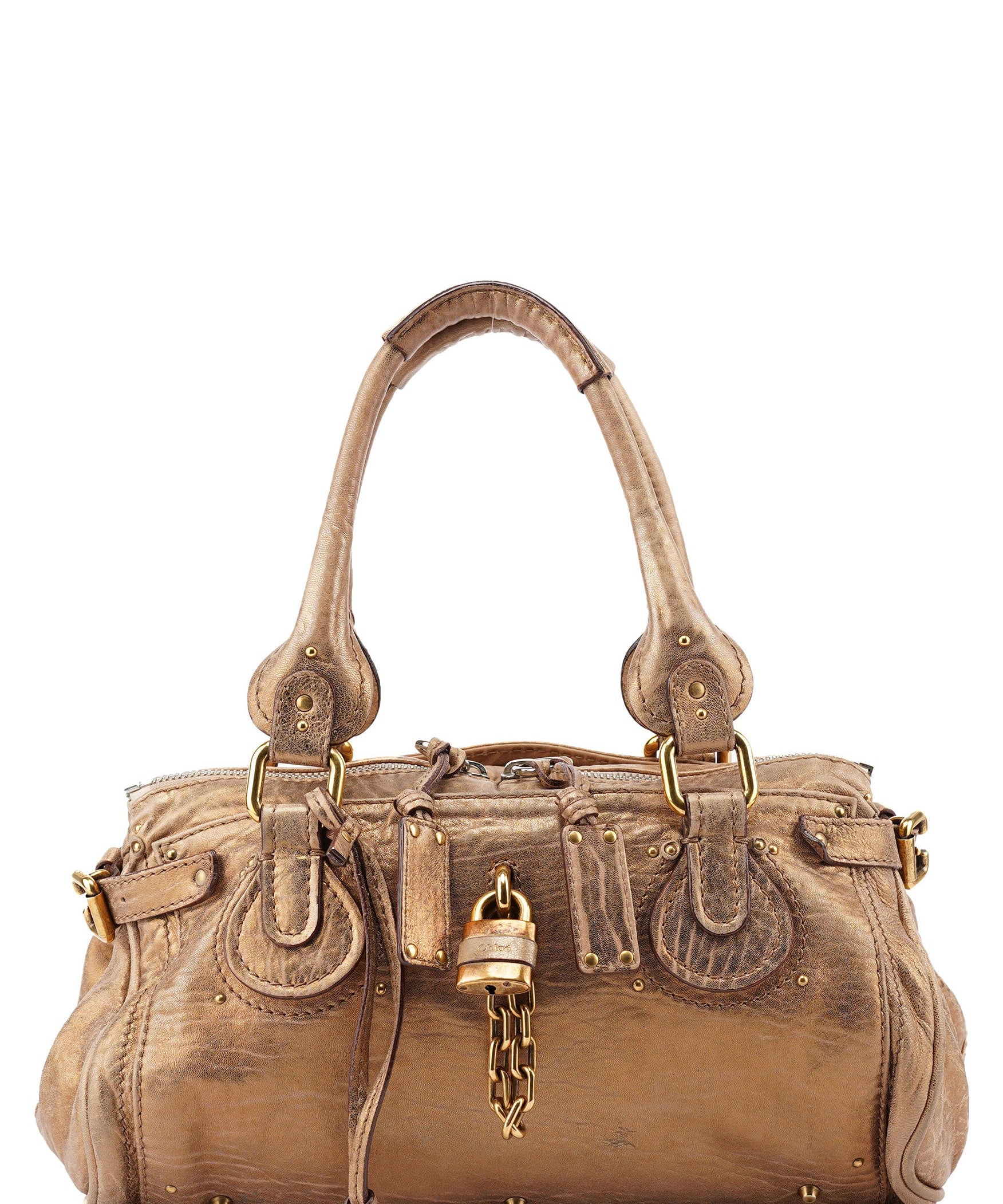 Chloé Gold Leather Paddington Shoulder Bag