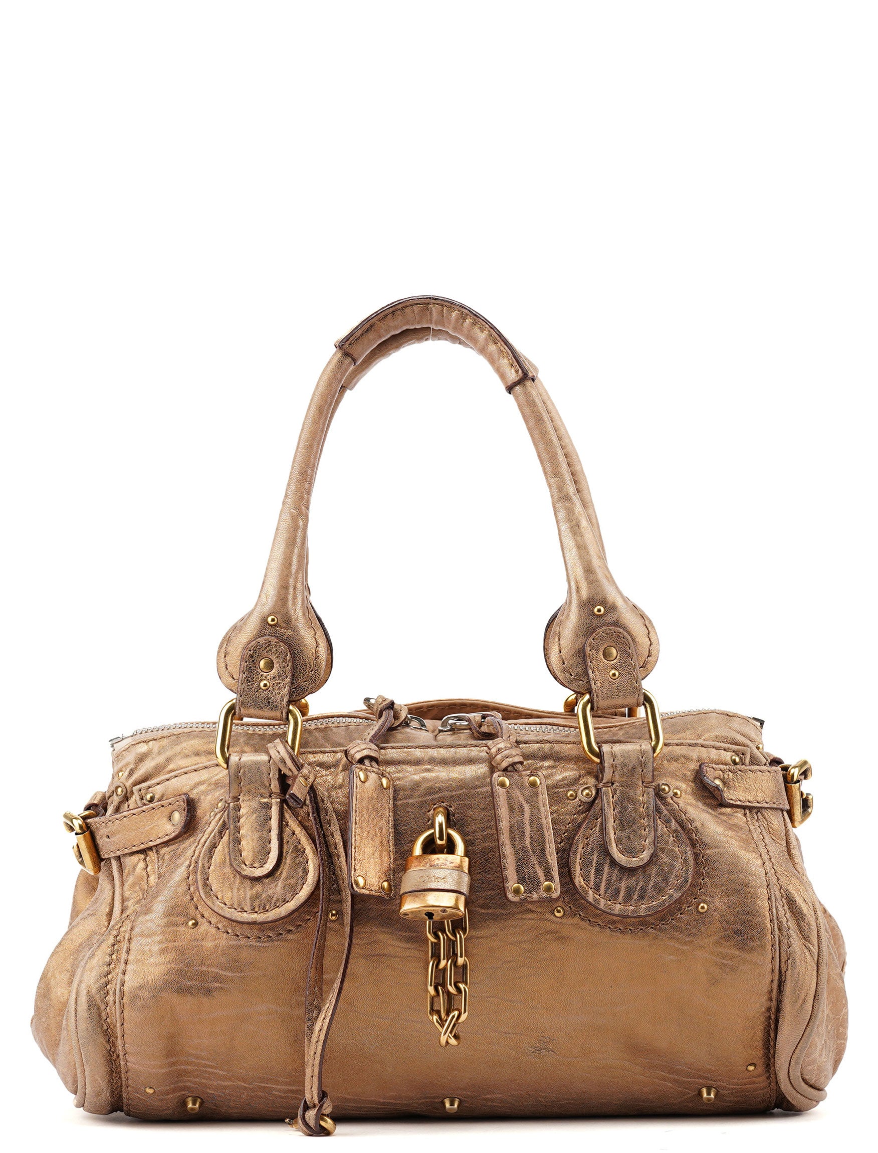 Chloé Gold Leather Paddington Shoulder Bag