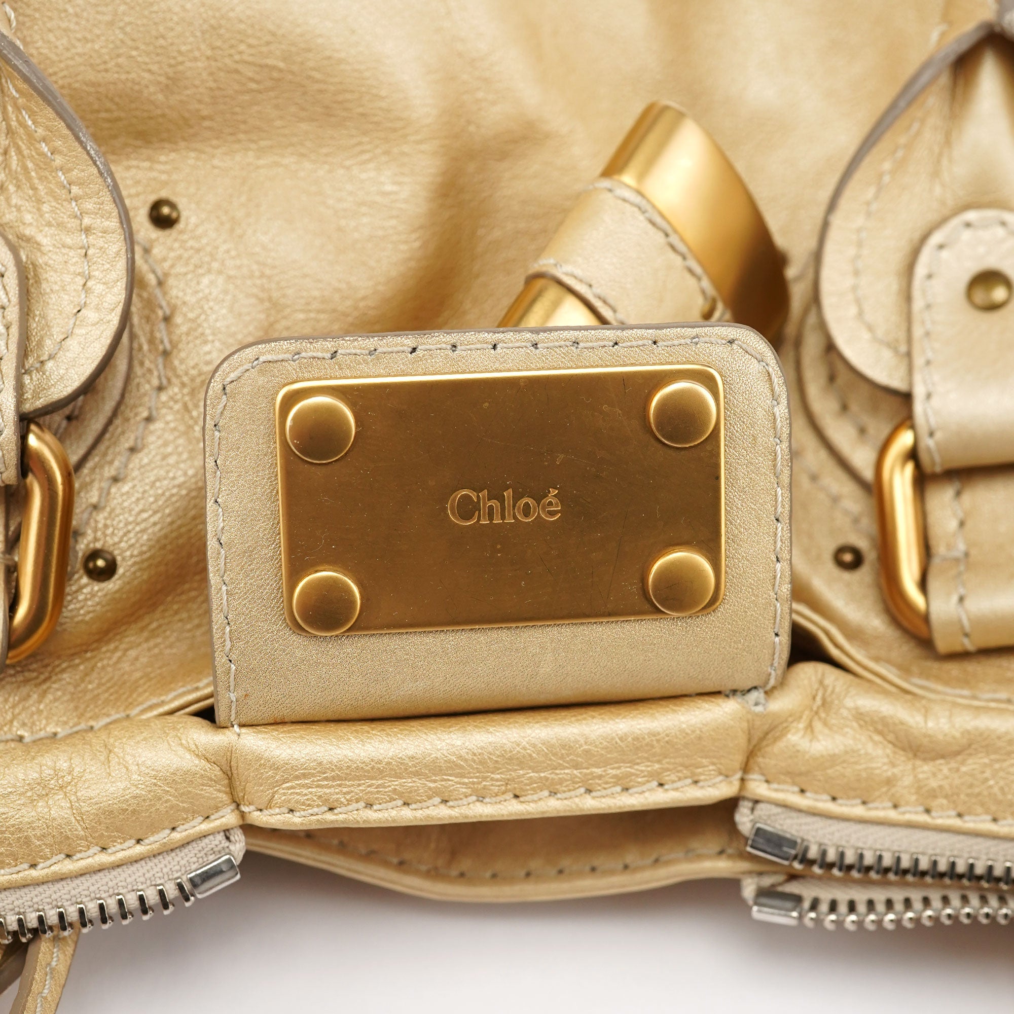 Chloé Gold Leather Paddington Shoulder Bag