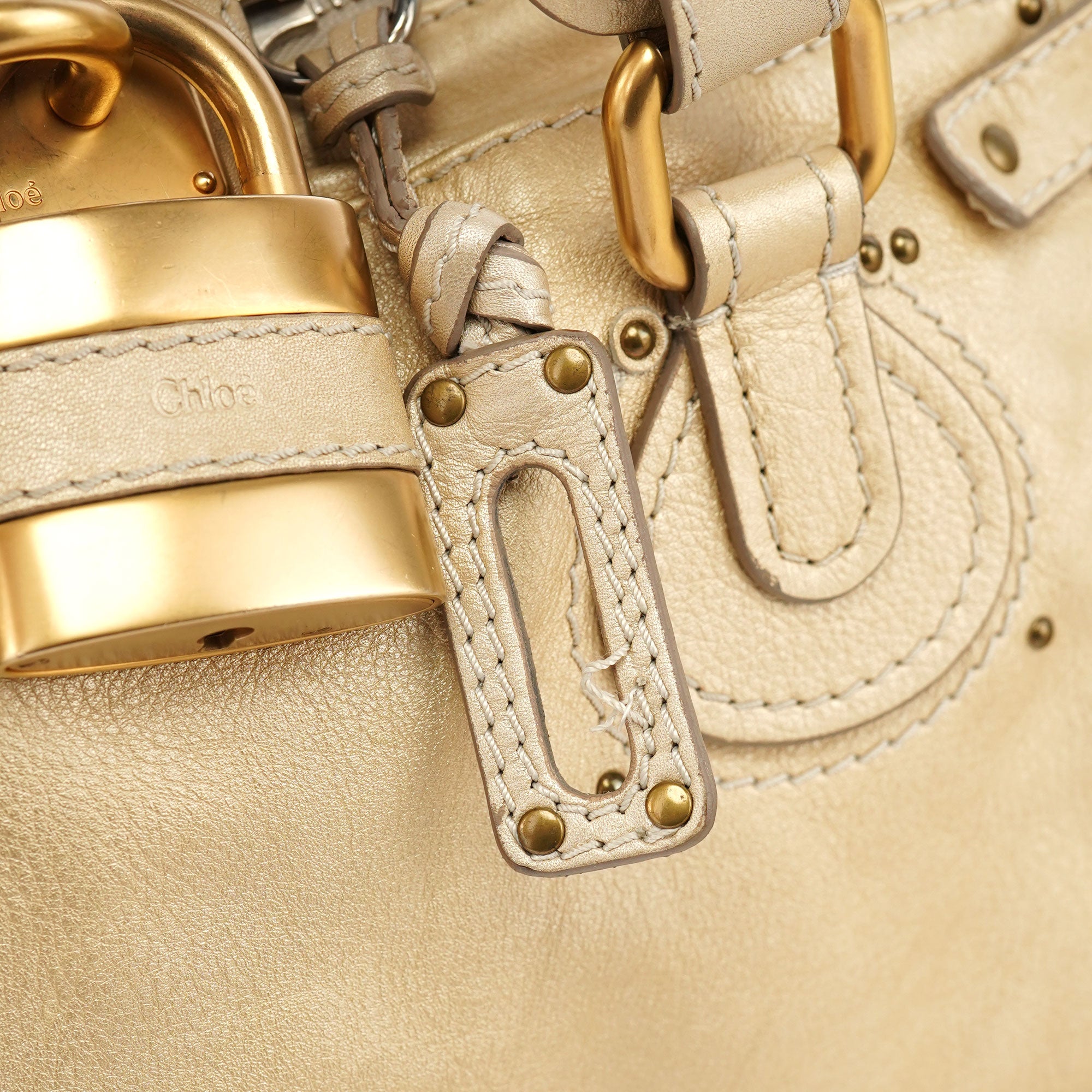 Chloé Gold Leather Paddington Shoulder Bag