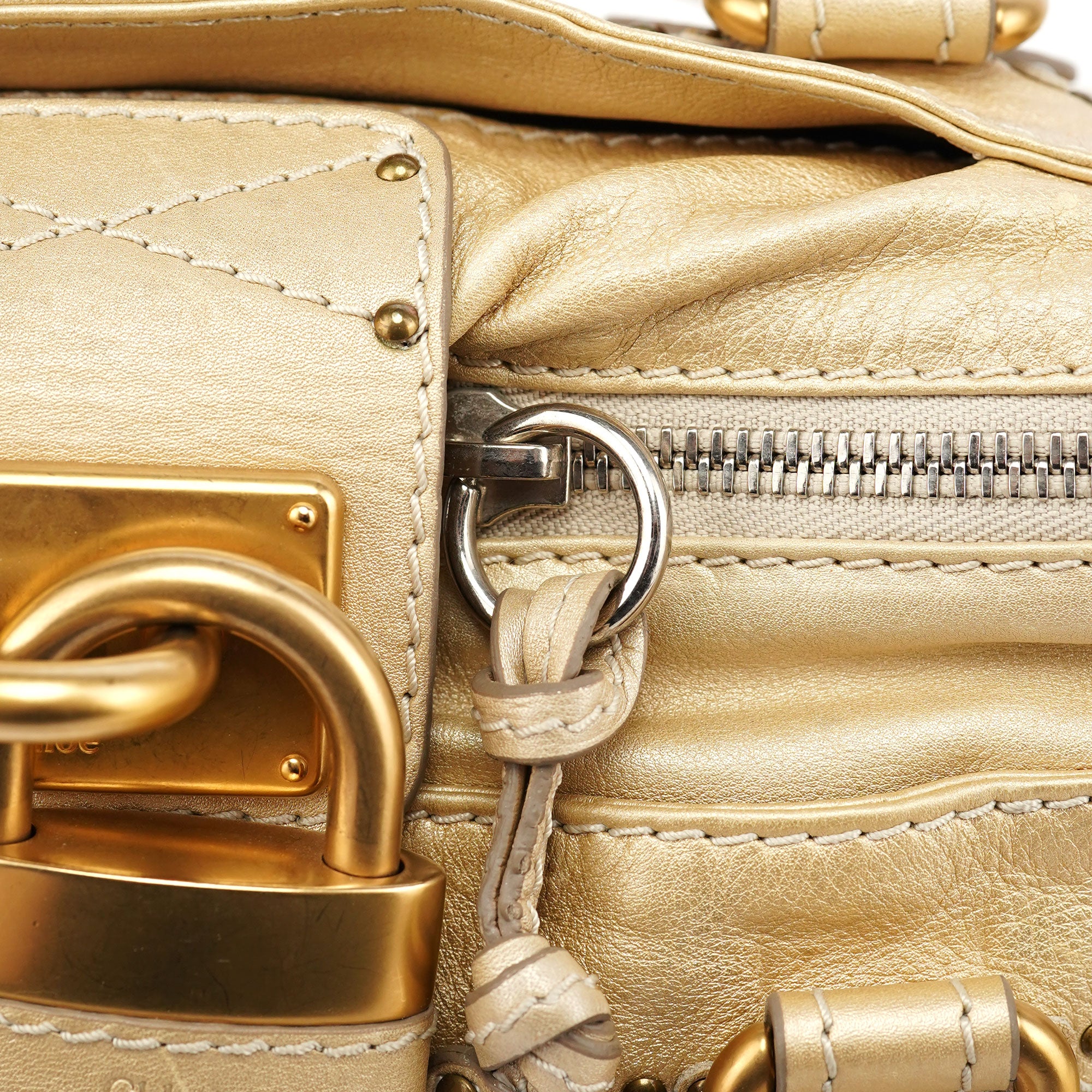 Chloé Gold Leather Paddington Shoulder Bag