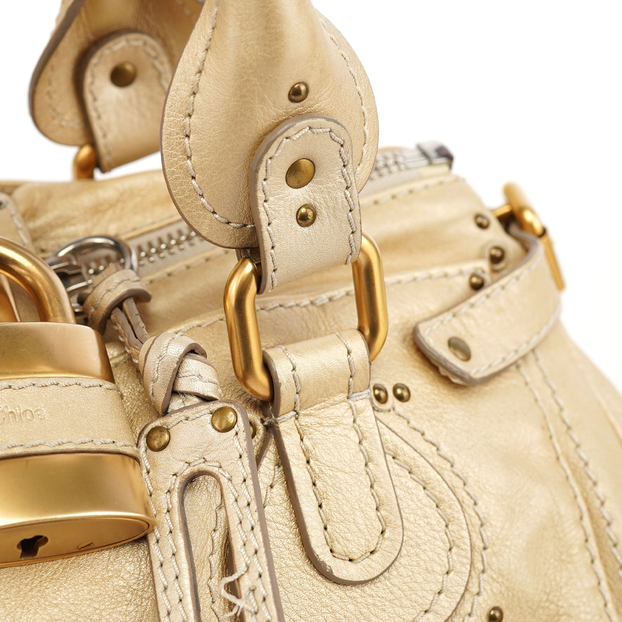 Chloé Gold Leather Paddington Shoulder Bag