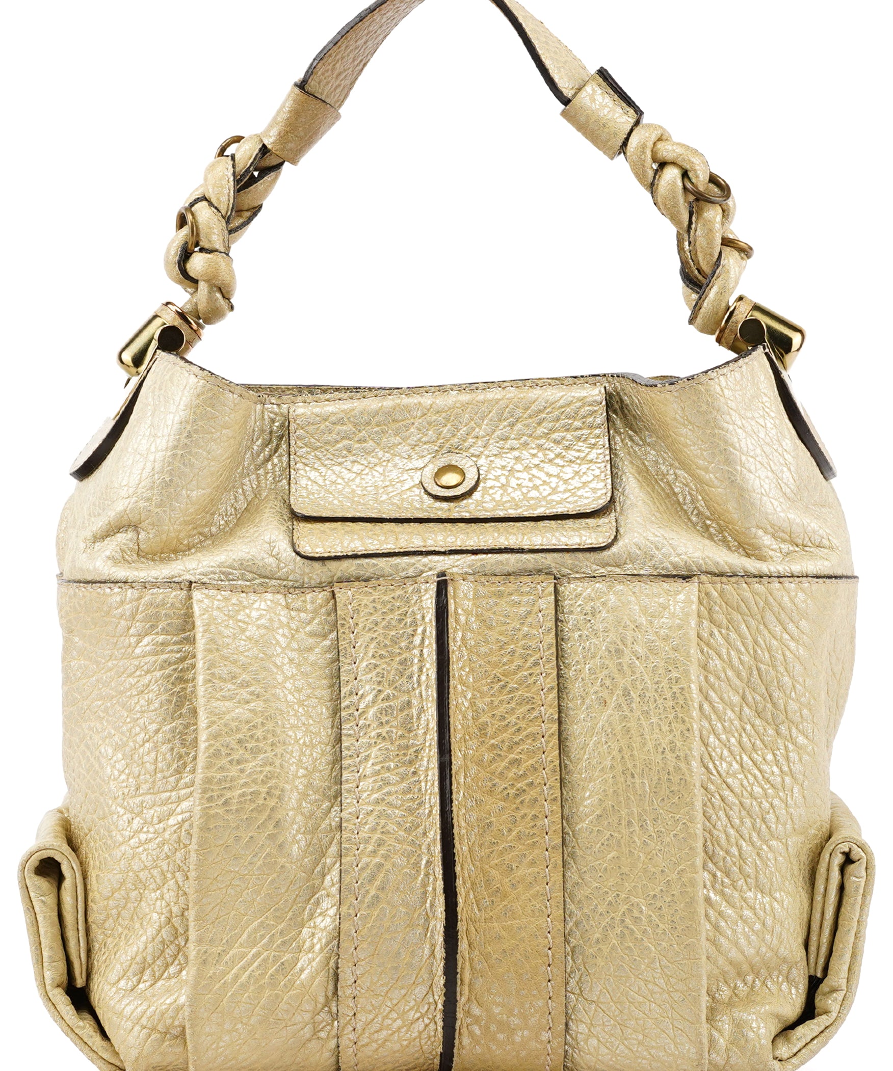 Chloé Gold Metallic Leather Heloise Shoulder Bag