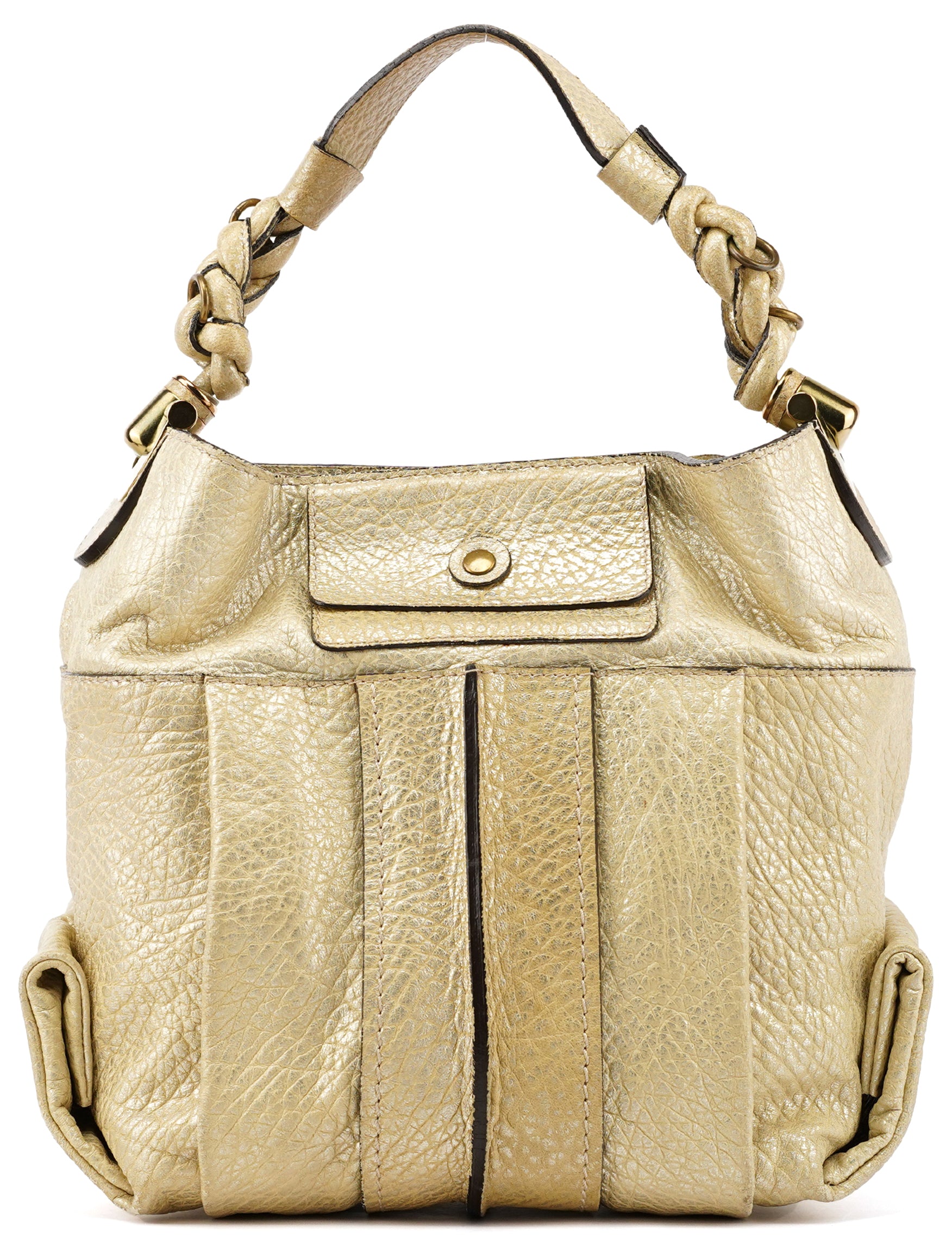 Chloé Gold Metallic Leather Heloise Shoulder Bag