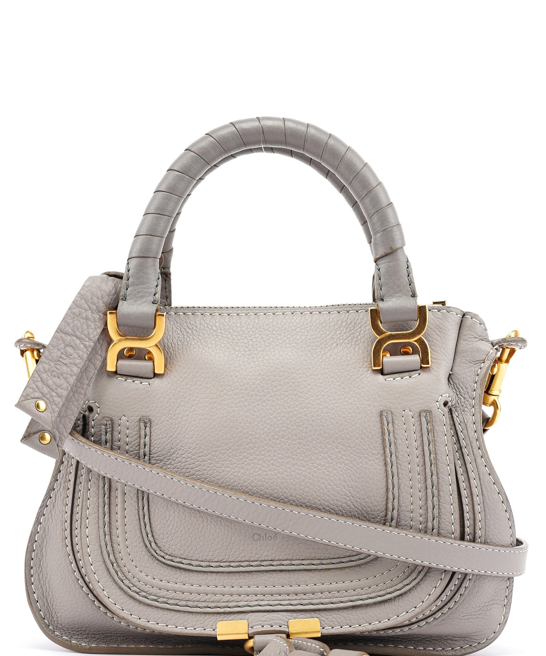 Chloe Gray Leather Mini Marcie 2-Way Bag