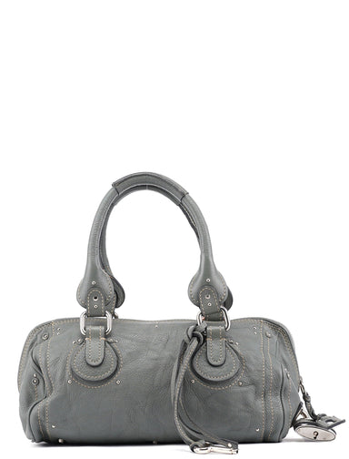 Chloé Gray Leather Paddington Shoulder Bag