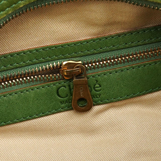Chloe Green Leather Boston Tote Bag