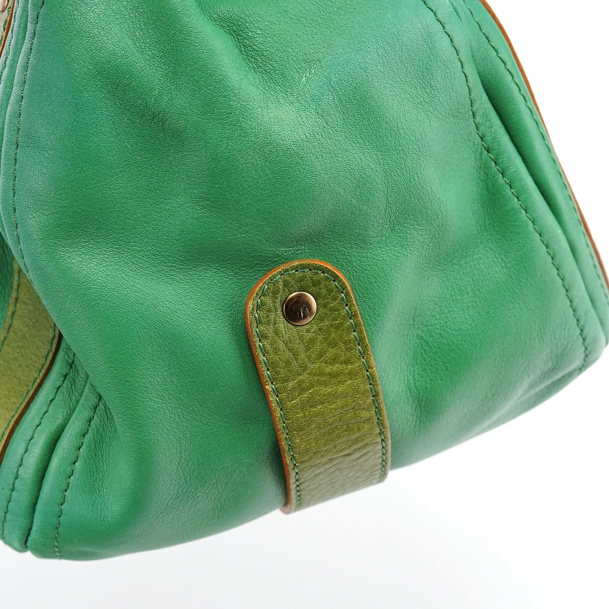 Chloe Green Leather Boston Tote Bag