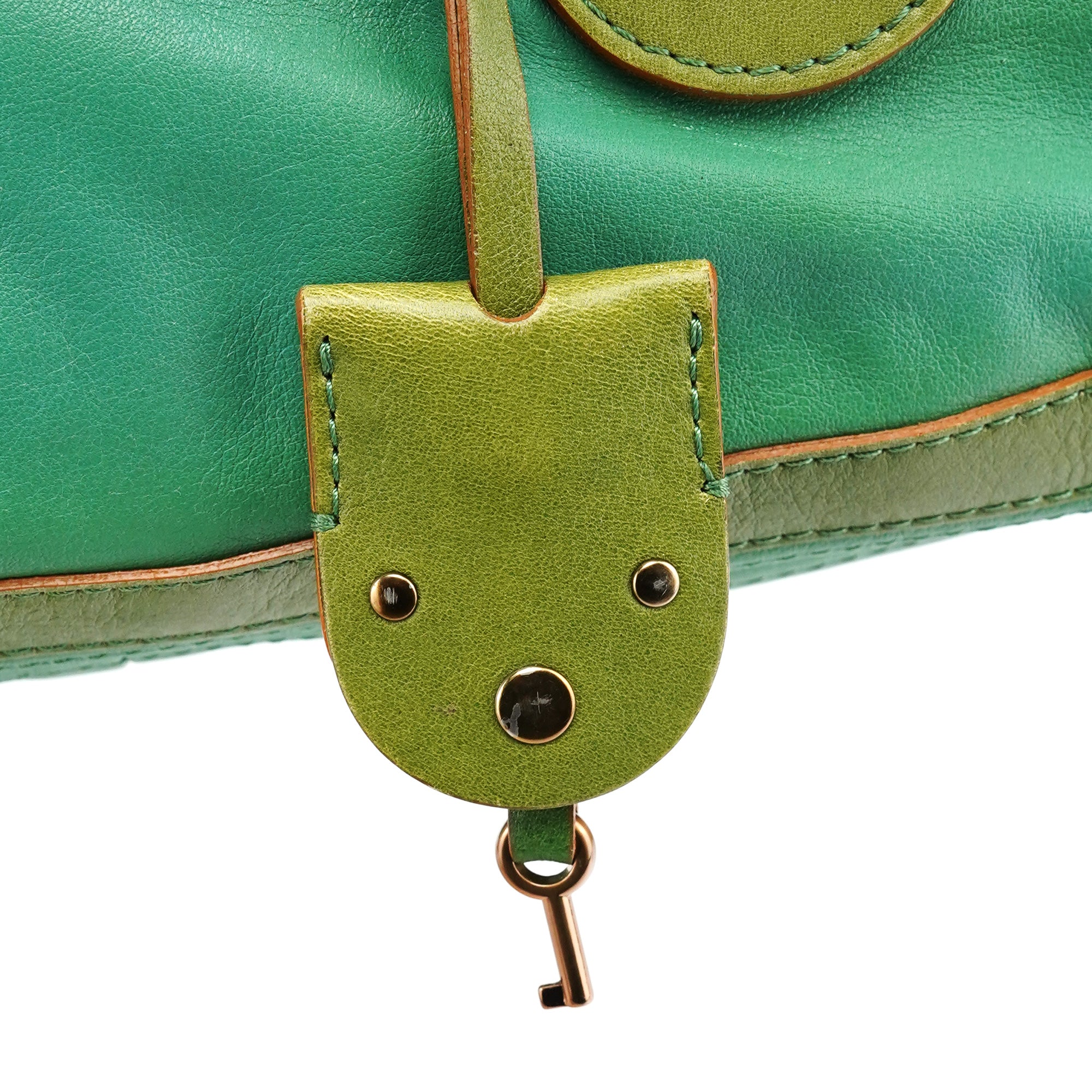 Chloe Green Leather Boston Tote Bag
