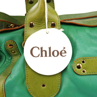 Chloe Green Leather Boston Tote Bag