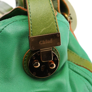 Chloe Green Leather Boston Tote Bag