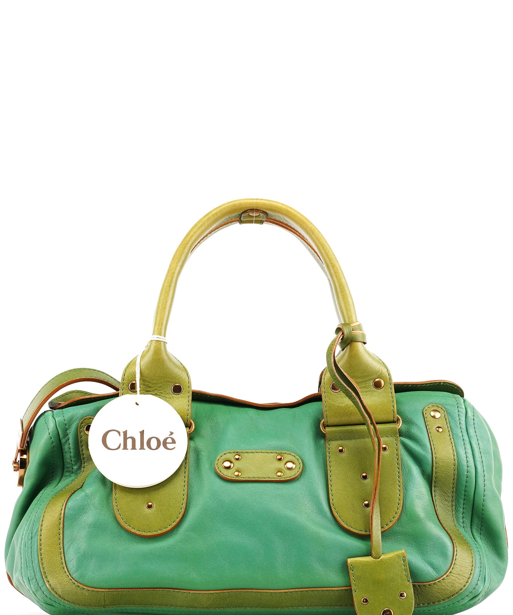 Chloe Green Leather Boston Tote Bag