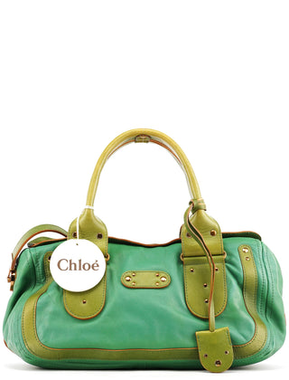Chloe Green Leather Boston Tote Bag