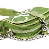 Chloe Green Nylon Logo Flap Shoulder Bag