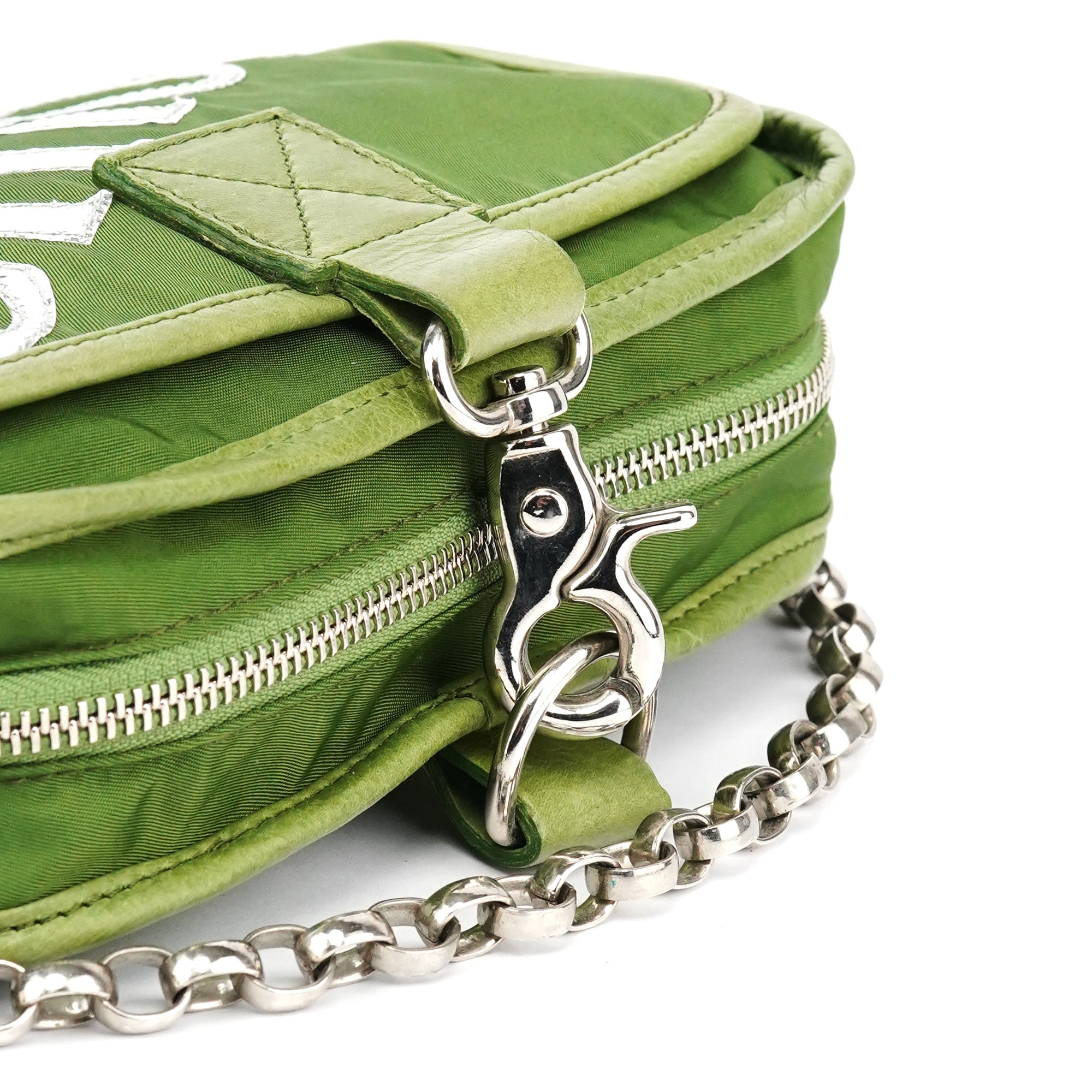 Chloe Green Nylon Logo Flap Shoulder Bag
